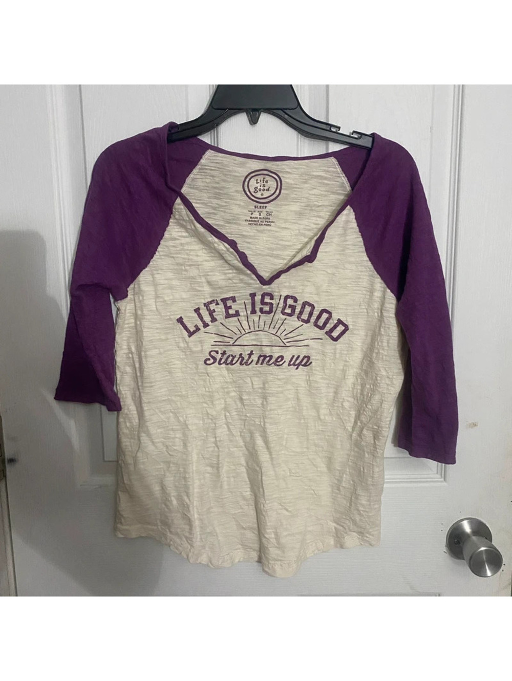Life is Good Purple Pajama Top Tee Size S